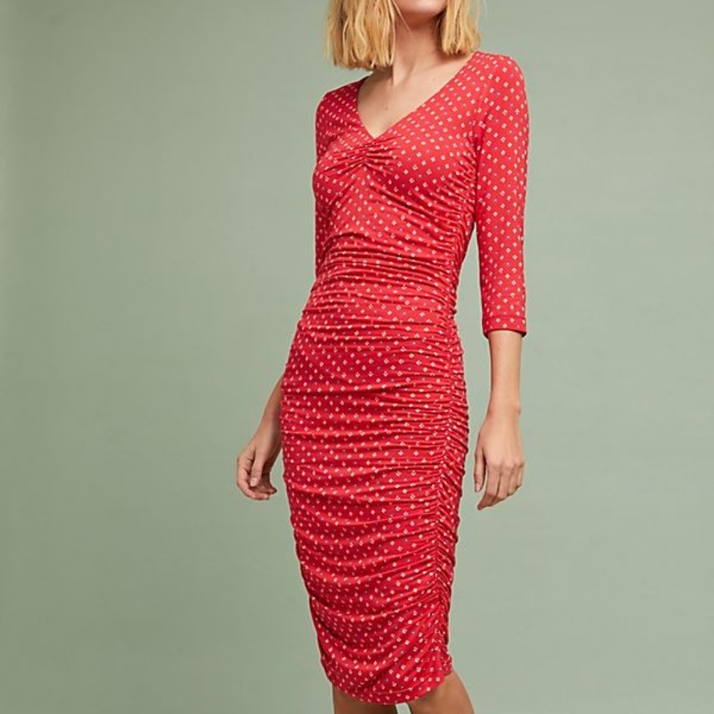 Anthropologie Medea ruched column dress